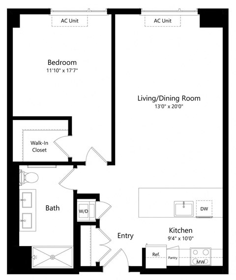 One Bedroom Floor Plan at One East Harlem Luxury Apartments in East Harlem NY